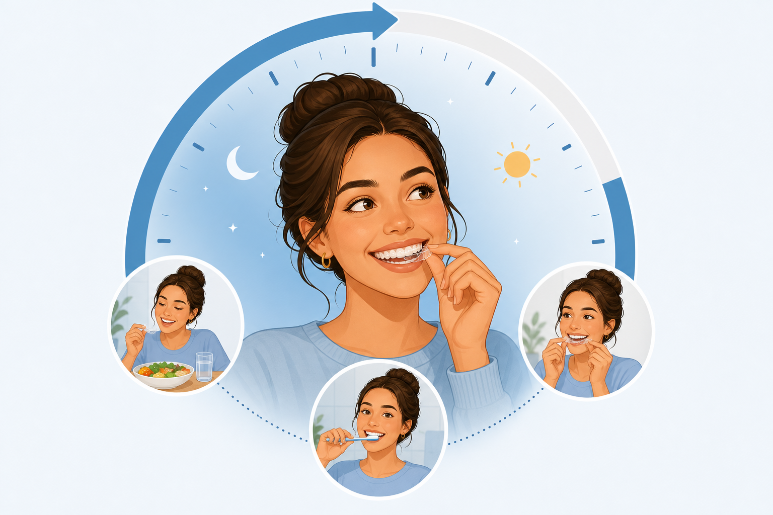 An instructional graphic illustration showing a 24-hour clock concept emphasizing 'over 20 hours a d